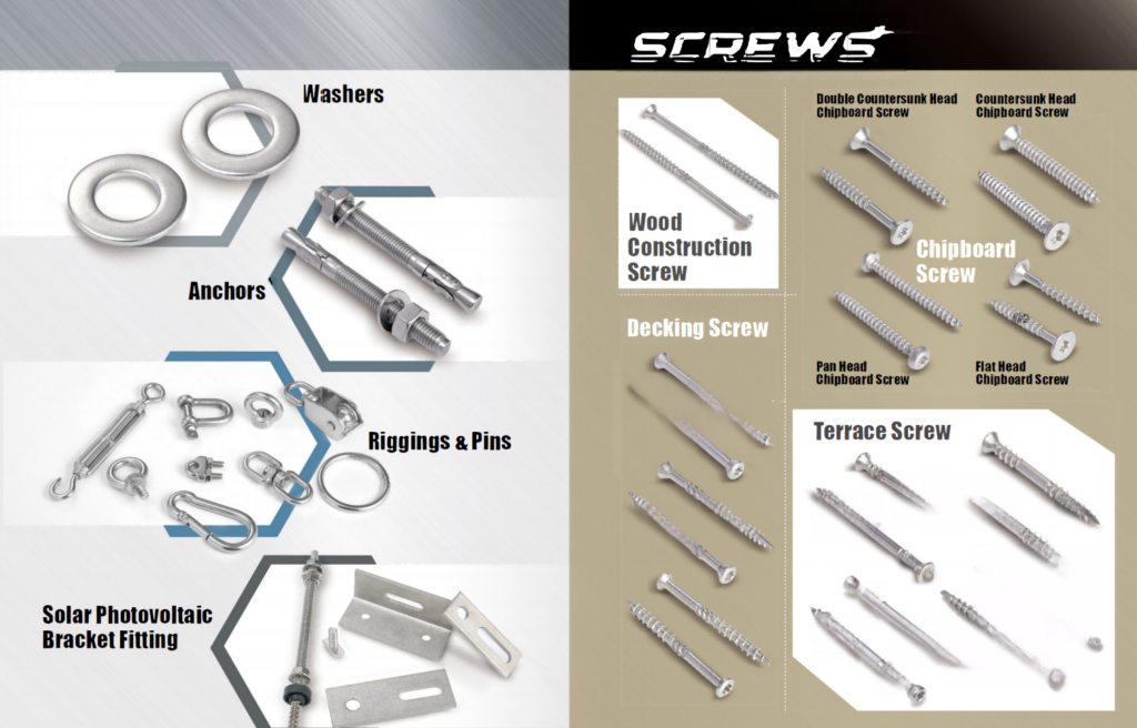 Comprehensive industrial fasteners catalog including stainless steel screws, washers, and anchors from Youjia Metals.
