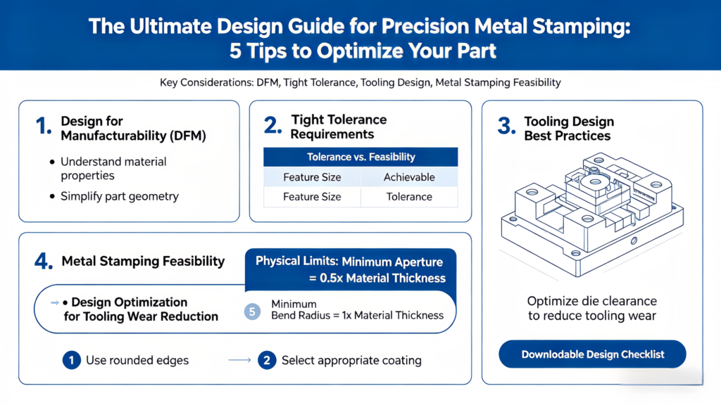 Design optimization guide for reducing tool wear in metal stamping parts.