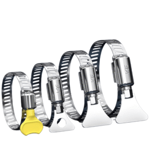 SS304 Stainless Steel Hose Clamps with Key Handle - Tool-free Adjustable Worm Gear Clamps