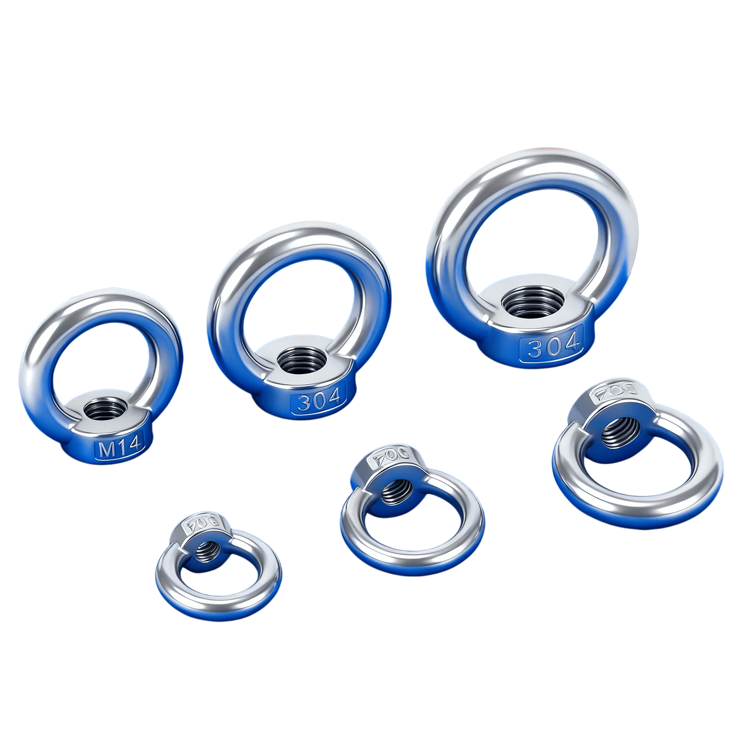 Marine ring nut and SS316 eye nut for industrial lifting hardware.