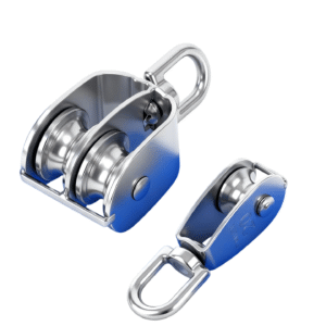 Stainless steel pulley block for marine and industrial rigging applications