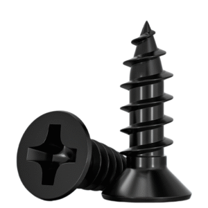 Black Phillips Flat Head Wood Screws - Countersunk Carbon Steel Screws with Black Zinc Finish