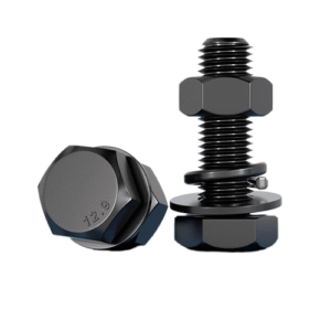 Grade 12.9 High Strength Hex Bolt with Nut and Spring Washer Kit - Black Oxide Alloy Steel
