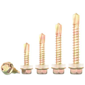 Yellow Zinc Plated Hex Washer Head Self-Drilling Screws with Metal Bonded Washer