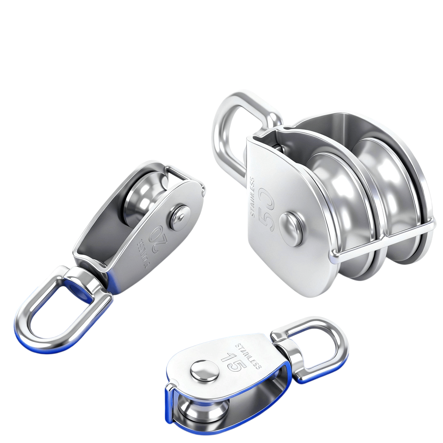 Heavy duty stainless steel swivel pulley with double wheel design